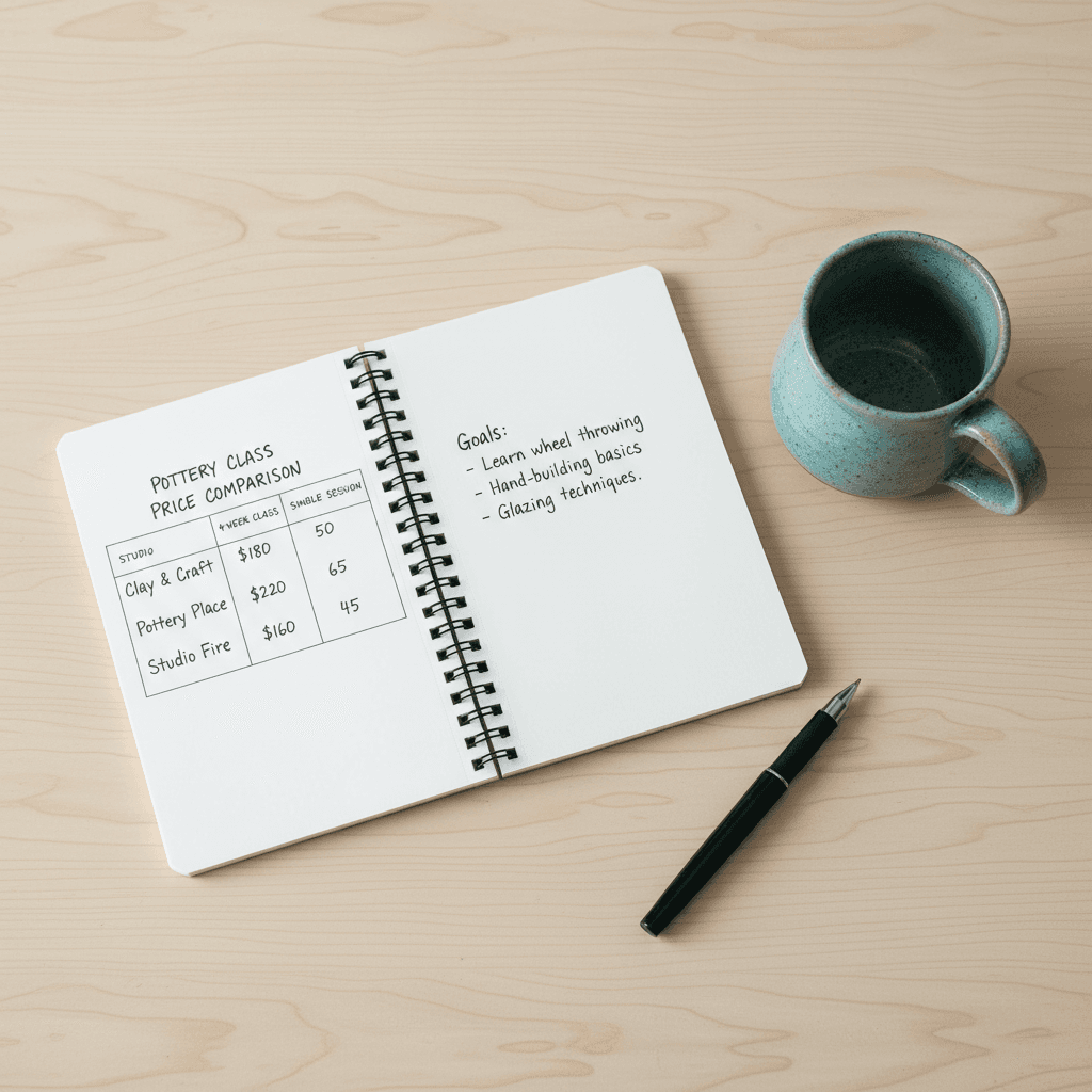 Pottery class pricing comparison chart