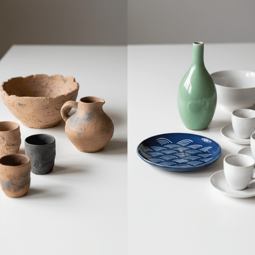 Variety of pottery and ceramic pieces