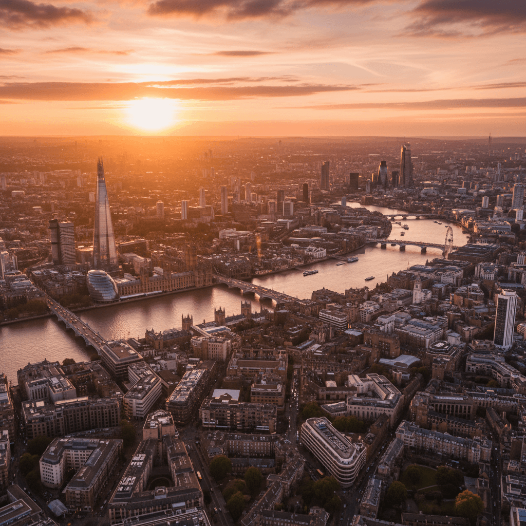 London skyline view across the Thames